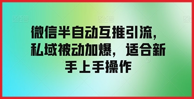 微信半自动互推引流加爆课：私域被动赚钱教程，打造稳定收入源！