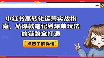 【创业好项目】小红书高转化运营实战指南，从爆款笔记到爆单玩法的链路全打通