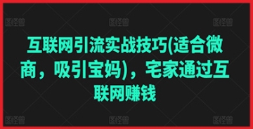 【创业好项目】如何宅家通过互联网赚钱？掌握这些适合微商、宝妈的引流实战技巧！