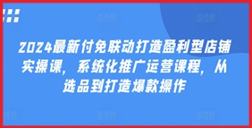 【创业好项目】2024最新付免联动打造盈利型店铺实操课，​系统化推广运营课程，从选品到打造爆款操作