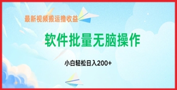 【创业好项目】中视频搬运玩法，单日200+无需剪辑，新手小白也能玩