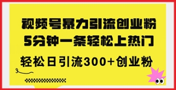 【创业好项目】全新视频号引流模式，迅速聚集创业粉，配合专业赚钱教程，让收入飞跃式增长！