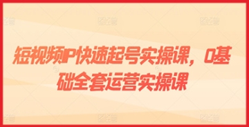 【创业好项目】短视频IP快速起号实操课，0基础全套运营实操课，爆款内容设计+粉丝运营+内容变现