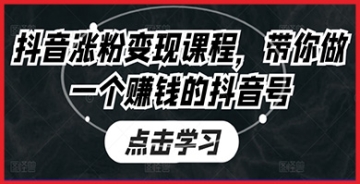 【创业好项目】抓住抖音红利，这个涨粉变现课程教你如何做个会赚钱的抖音达人！