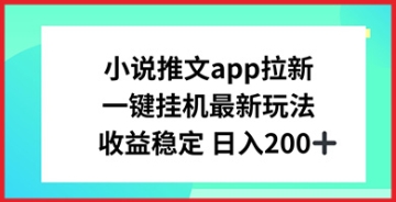 【创业好项目】小说推文APP拉新，一键挂JI新玩法，收益稳定日入200+