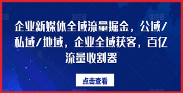 【创业好项目】企业新媒体全域流量掘金，公域/私域/地域，企业全域获客，百亿流量收割器