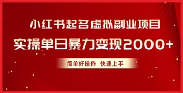 【创业好项目】如何在小红书上通过起名虚拟副业项目实现暴力赚钱？实操经验分享