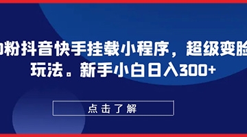 【创业好项目】0粉抖音快手挂载小程序，超级变脸玩法，新手小白日入300+