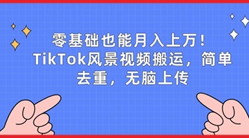 【创业好项目】零基础也能月入上w，TikTok风景视频搬运，简单去重，无脑上传