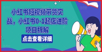 【创业好项目】小红书短视频带货实战，小红书0-1起店进阶项目拆解