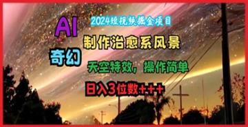 【创业好项目】2024AI制作治愈系风景与奇幻天空特效短视频掘金项目，全套赚钱秘籍揭秘！