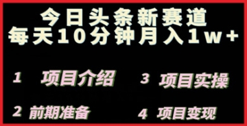 【创业好项目】今日头条小赛道新机遇，2024年0投入易上手，让你轻松赚钱！