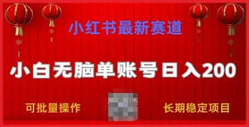 【创业好项目】小红书最新赛道，小白无脑单账号日入200，长期稳定赚钱项目