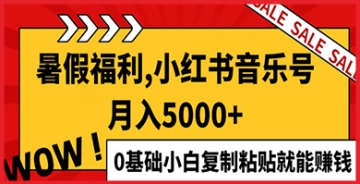 【创业好项目】0基础小白也能在小红书音乐号上月入5000+，快来加入赚钱行列吧！