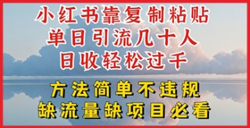 【创业好项目】小红书高效引流技巧：复制粘贴实现单日引流几十人，轻松收入过千，无任何违规风险