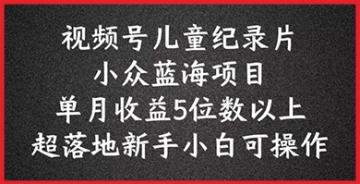 【创业好项目】儿童纪录片科普内容如何在2024视频号上赚钱？这套详尽教程将带你探索盈利之路