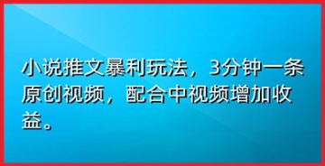 【创业好项目】揭秘小说推文原创视频的暴利玩法：中视频计划引流赚钱的实战策略