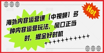 【创业好项目】海外内容运营课中视频玩法：如何利用视频营销掘金赚钱？